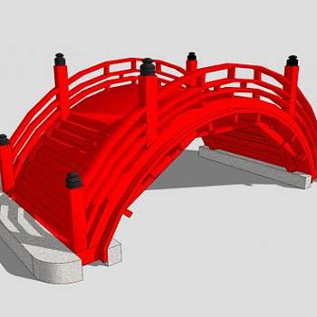 中式红拱桥SU模型下载_sketchup草图大师SKP模型