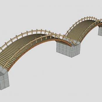 自然风双拱桥SU模型下载_sketchup草图大师SKP模型