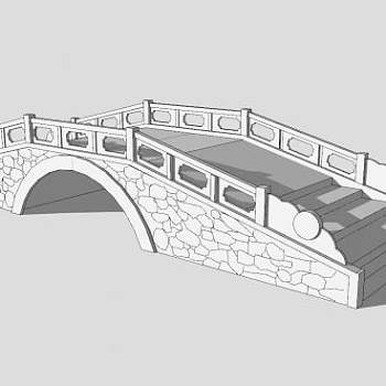 中式石拱桥sketchup模型下载_sketchup草图大师SKP模型