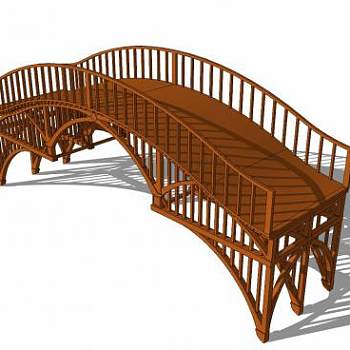 自然风实木拱桥SU模型下载_sketchup草图大师SKP模型