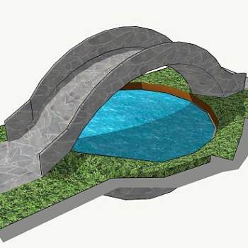 自然风观景石桥SU模型下载_sketchup草图大师SKP模型