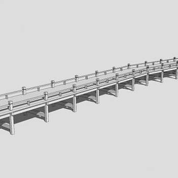 现代梁式石桥SU模型下载_sketchup草图大师SKP模型