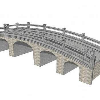 中式石拱桥建筑SU模型下载_sketchup草图大师SKP模型