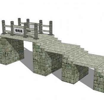 中式瞧瞧桥SU模型下载_sketchup草图大师SKP模型
