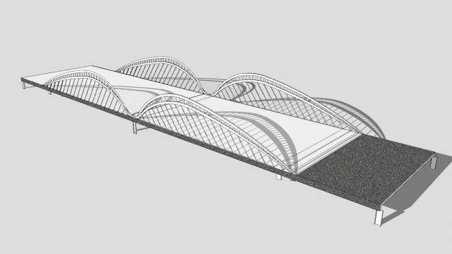 现代组合体系桥设计SU模型下载_sketchup草图大师SKP模型