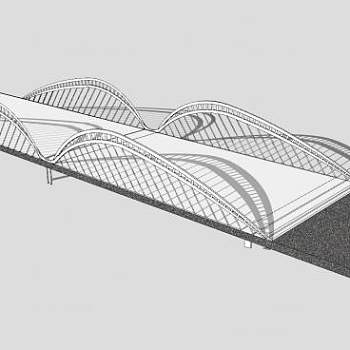 现代组合体系桥设计SU模型下载_sketchup草图大师SKP模型