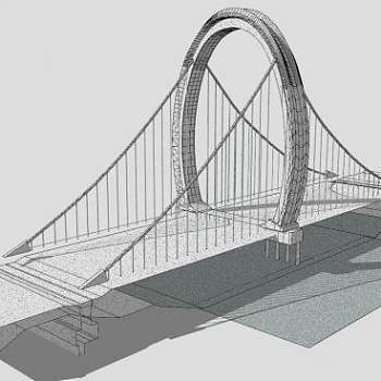 现代大桥悬索桥SU模型下载_sketchup草图大师SKP模型