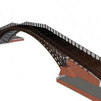 自然风阶梯拱桥SU模型下载_sketchup草图大师SKP模型
