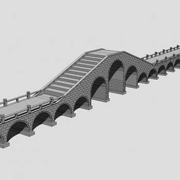 中式观赏石桥SU模型下载_sketchup草图大师SKP模型