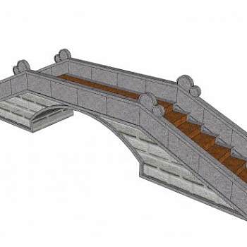 中式阶梯石拱桥SU模型下载_sketchup草图大师SKP模型