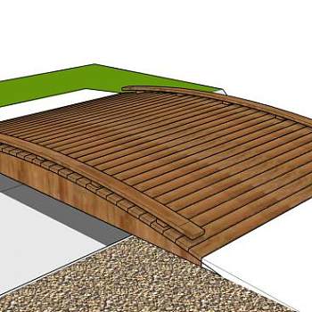 现代观赏木板桥SU模型下载_sketchup草图大师SKP模型