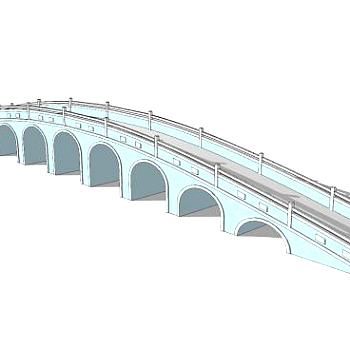 自然风蓝色石桥SU模型下载_sketchup草图大师SKP模型
