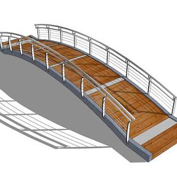 现代金属木板桥SU模型下载_sketchup草图大师SKP模型