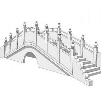 自然风简易拱桥SU模型下载_sketchup草图大师SKP模型