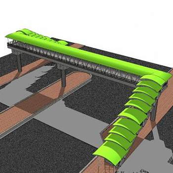 现代公路过街天桥SU模型下载_sketchup草图大师SKP模型