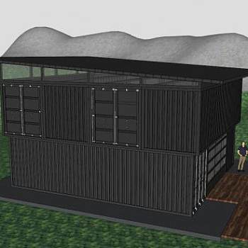 小型集装箱建筑SU模型下载_sketchup草图大师SKP模型