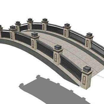 简欧灯柱景观桥SU模型下载_sketchup草图大师SKP模型