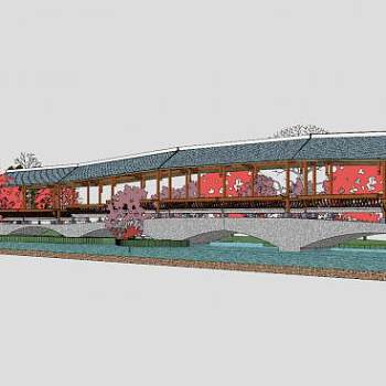 中式桥廊SU模型下载_sketchup草图大师SKP模型