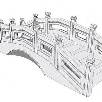 中式仿古景观桥SU模型下载_sketchup草图大师SKP模型