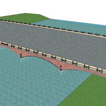 现代马路大桥SU模型下载_sketchup草图大师SKP模型