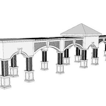 欧式建筑走廊SU模型下载_sketchup草图大师SKP模型