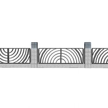现代围墙设计SU模型下载_sketchup草图大师SKP模型