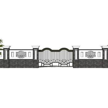 新中式围墙院墙SU模型下载_sketchup草图大师SKP模型