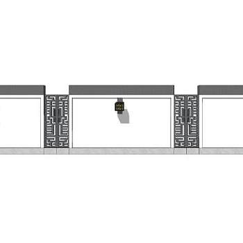 新中式简约围墙院墙SU模型下载_sketchup草图大师SKP模型