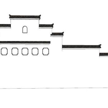 新中式马头墙墙体SU模型下载_sketchup草图大师SKP模型