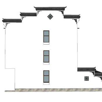 新中式马头墙墙壁SU模型下载_sketchup草图大师SKP模型