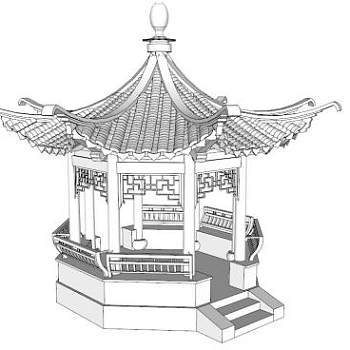 仿古亭子su模型下载_sketchup草图大师SKP模型