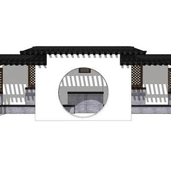 中式建筑廊架SU模型下载_sketchup草图大师SKP模型