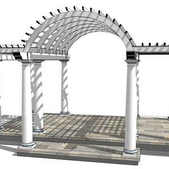 庭院拱形廊架su模型下载_sketchup草图大师SKP模型
