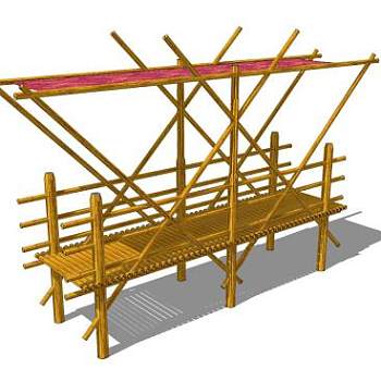 自然风竹子走廊SU模型下载_sketchup草图大师SKP模型