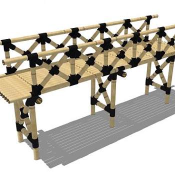 自然风竹子走廊建筑SU模型下载_sketchup草图大师SKP模型