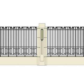 别墅围墙栏杆su模型下载_sketchup草图大师SKP模型