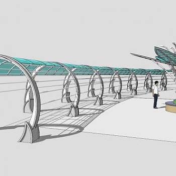 现代长廊廊道SU模型下载_sketchup草图大师SKP模型