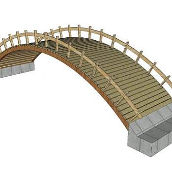 现代实木大桥SU模型下载_sketchup草图大师SKP模型