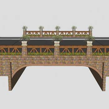 现代石砖桥SU模型下载_sketchup草图大师SKP模型