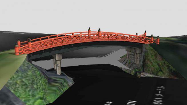 中式建筑石拱桥SU模型下载_sketchup草图大师SKP模型
