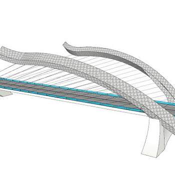 现代斜拉桥公路桥SU模型下载_sketchup草图大师SKP模型