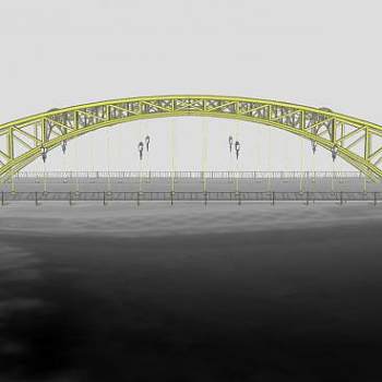 现代桁架铁艺大桥SU模型下载_sketchup草图大师SKP模型