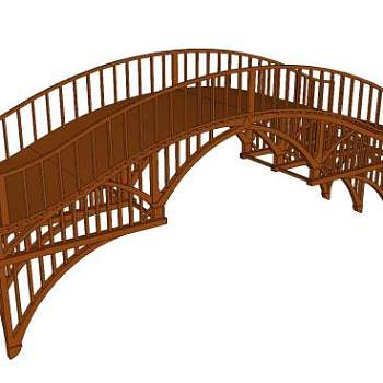现代木拱桥外观SU模型下载_sketchup草图大师SKP模型