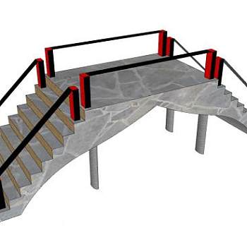 现代小型石拱桥SU模型下载_sketchup草图大师SKP模型