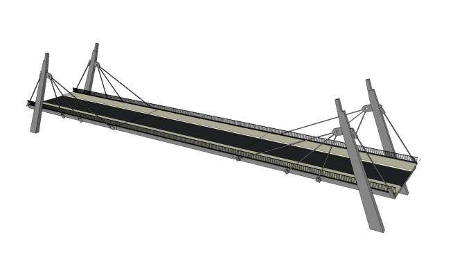 现代跨河公路桥梁SU模型下载_sketchup草图大师SKP模型