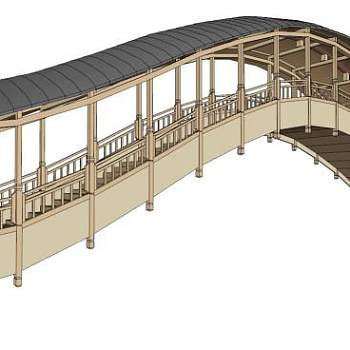 仿古廊桥su模型下载_sketchup草图大师SKP模型