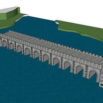 中式河道石拱桥SU模型下载_sketchup草图大师SKP模型
