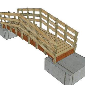 木板桥外观SU模型下载_sketchup草图大师SKP模型