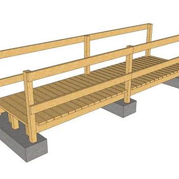 现代梁桥木桥SU模型下载_sketchup草图大师SKP模型