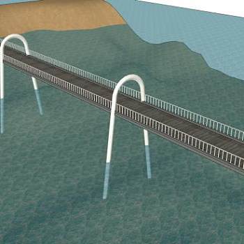 现代跨河高架桥SU模型下载_sketchup草图大师SKP模型